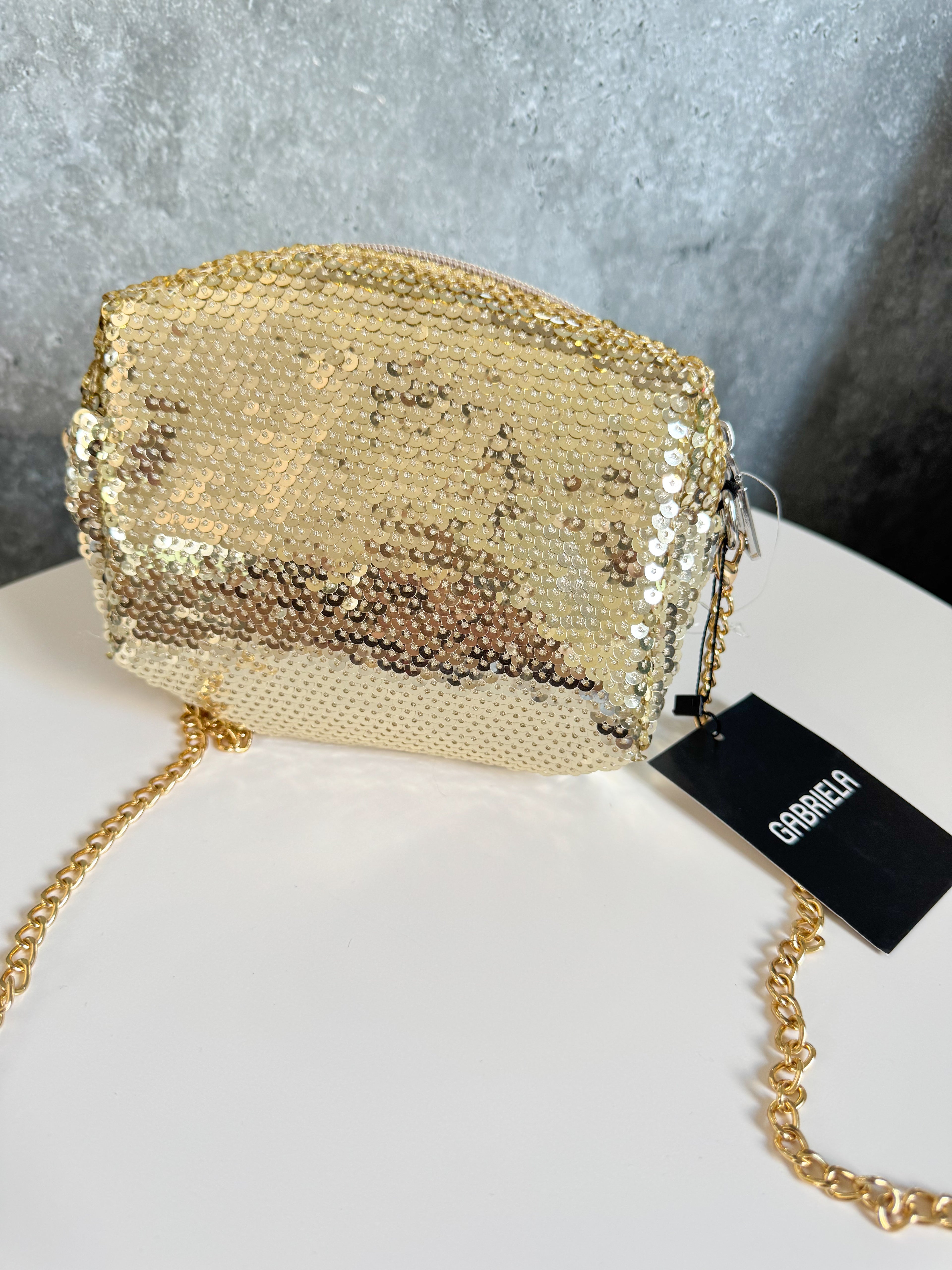 Carterita NUEVA dorada con lentejuelas