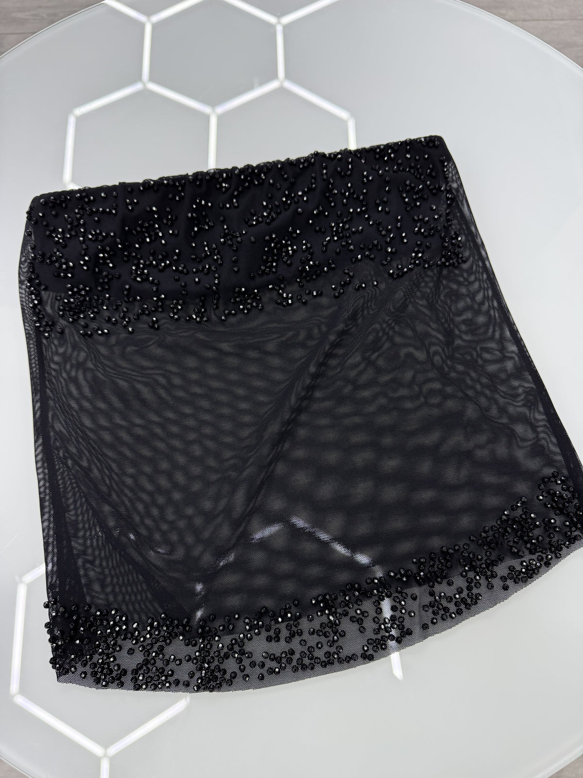 Top strapless negro con brillos