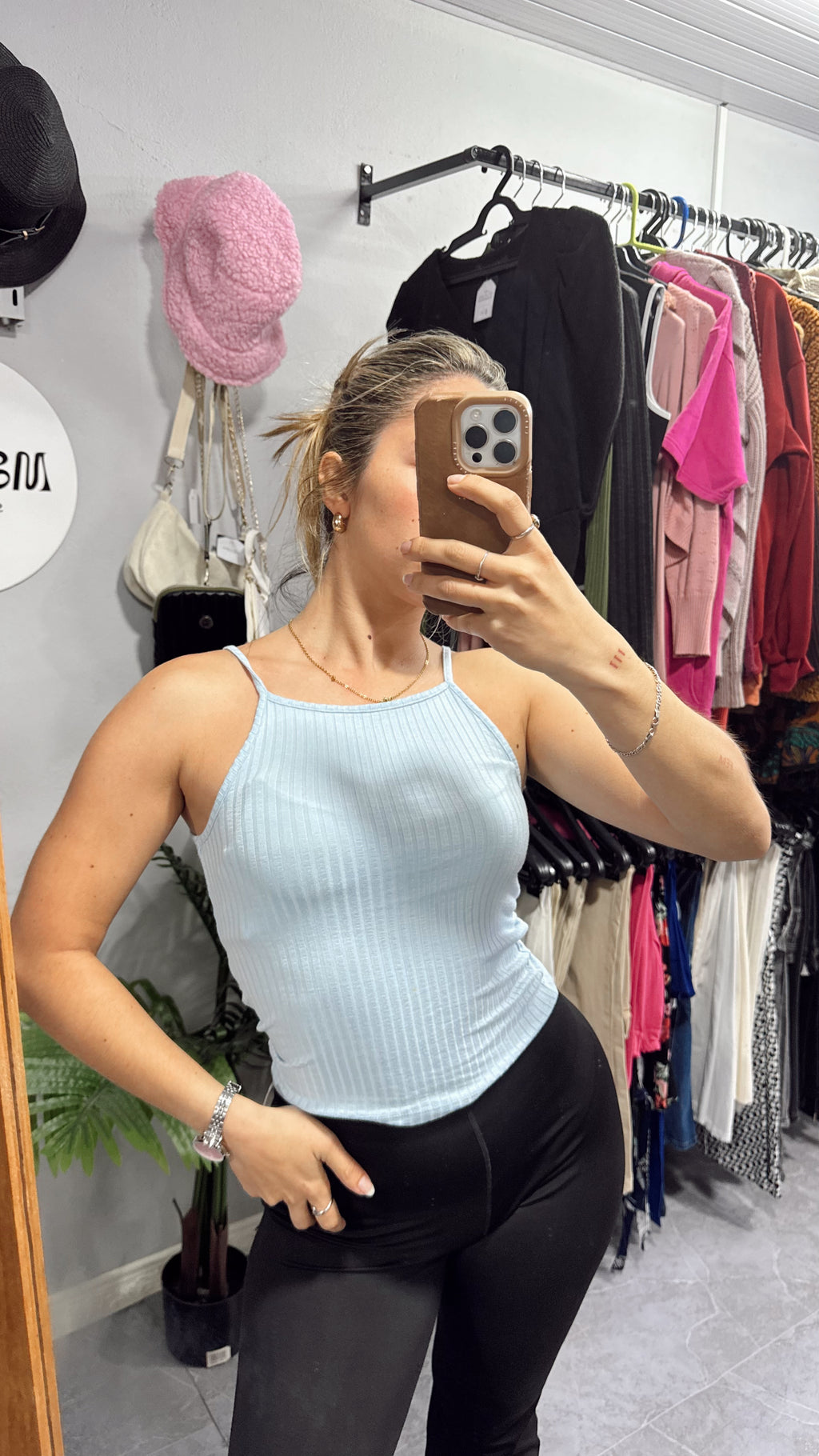 Musculosa celeste talle S/M