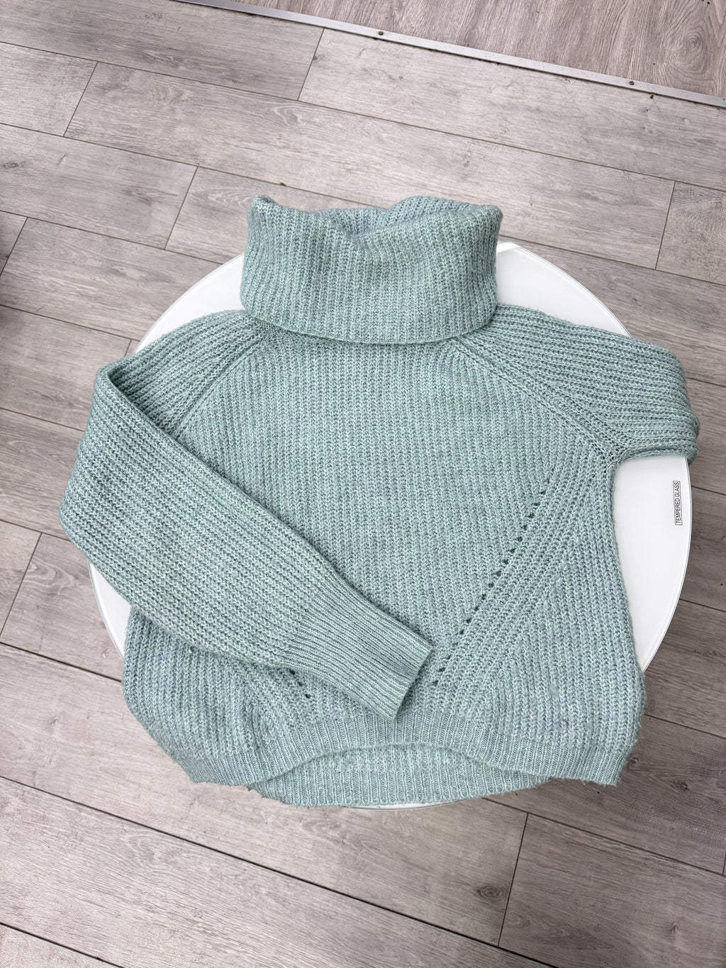 Polera de lana verde agua