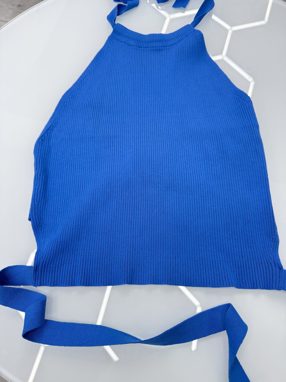 Top de hilo azul ZARA talle M
