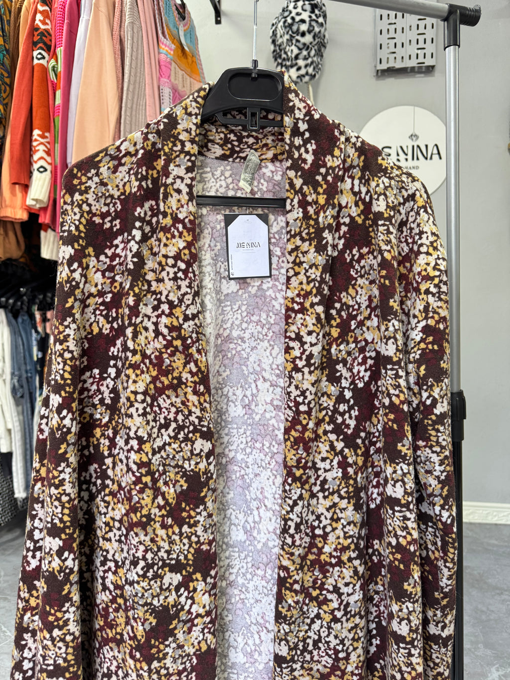 Saco marrón estampado talle L/XL