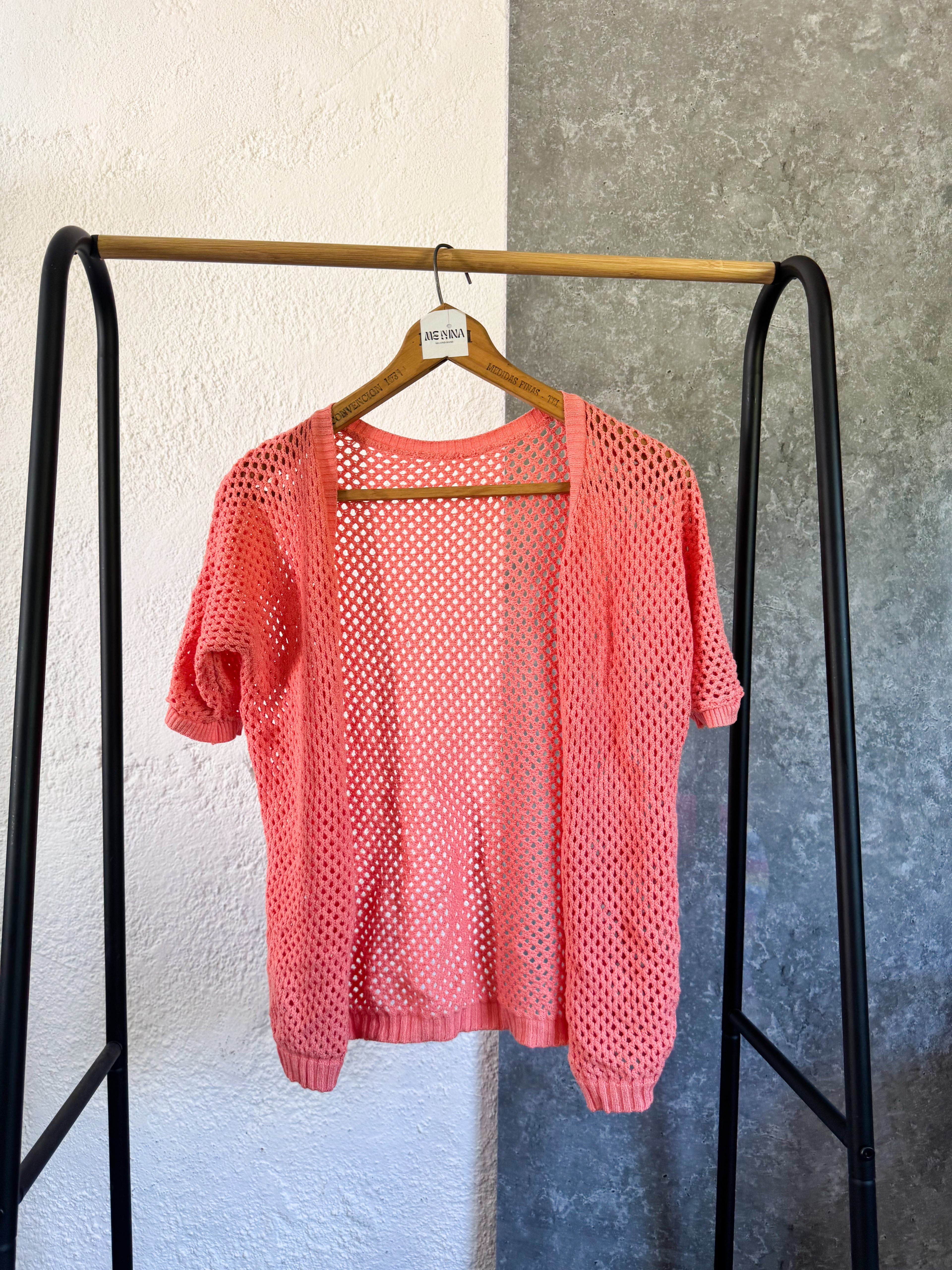 Saco de hilo manga corta color salmón