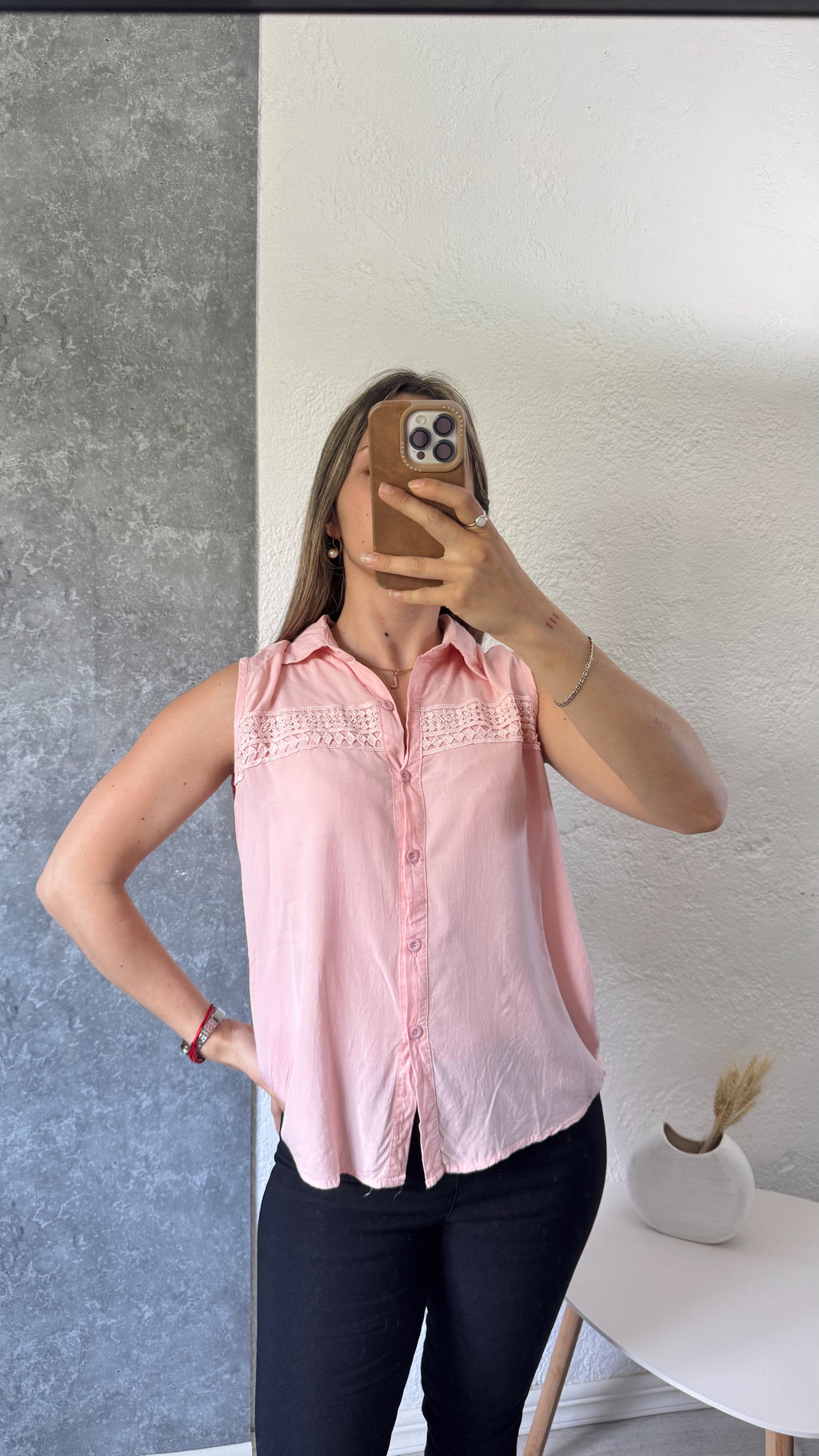 Camisa sin mangas rosa