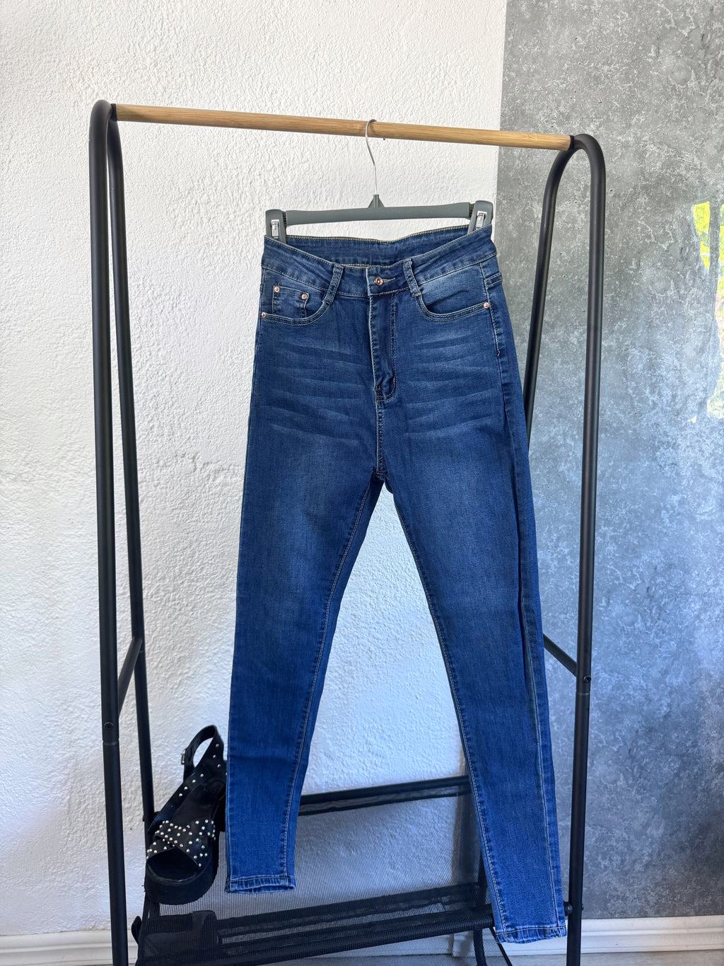 Jean tiro alto alicrado