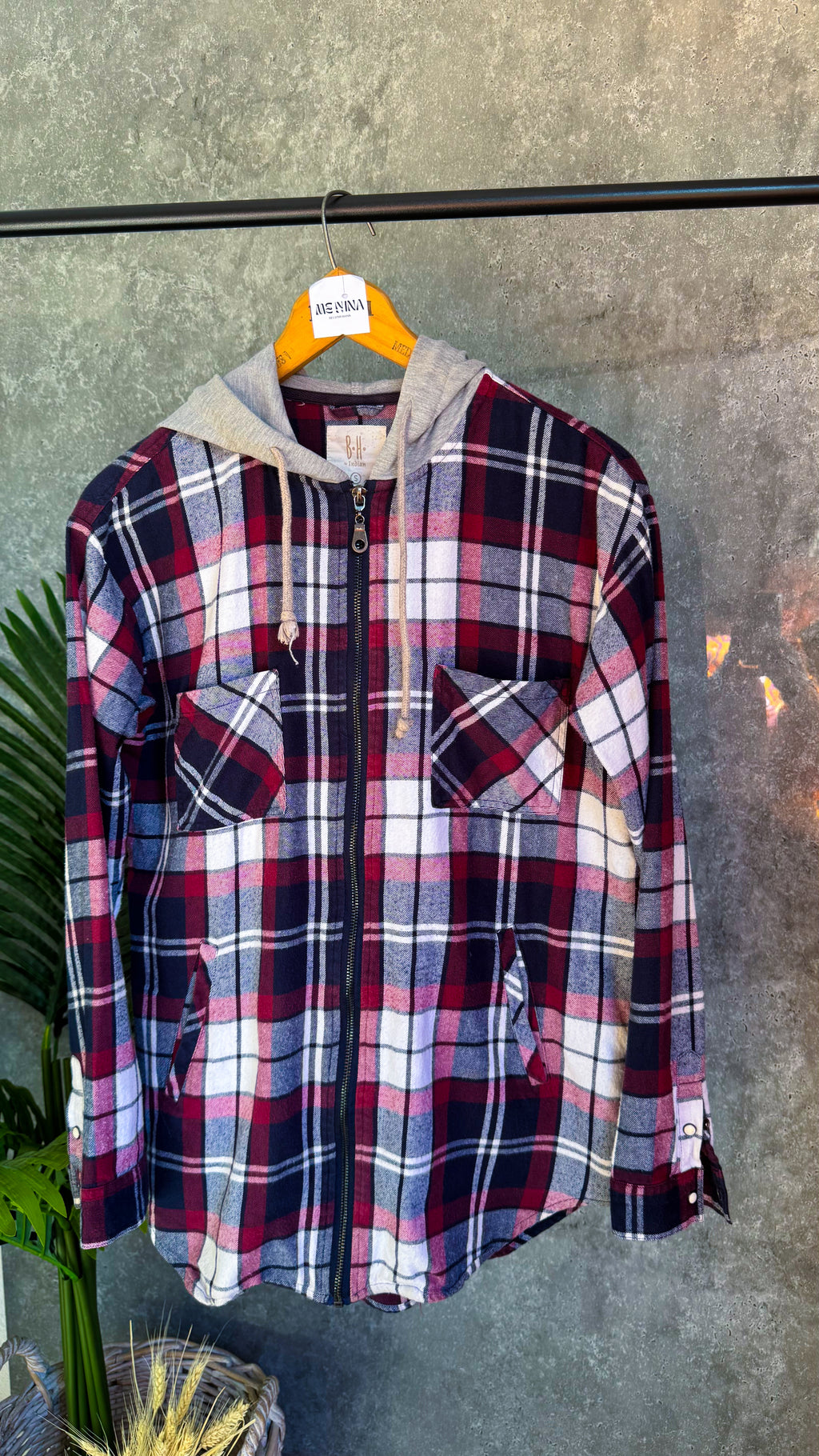 Camisa/campera a cuadros con capucha
