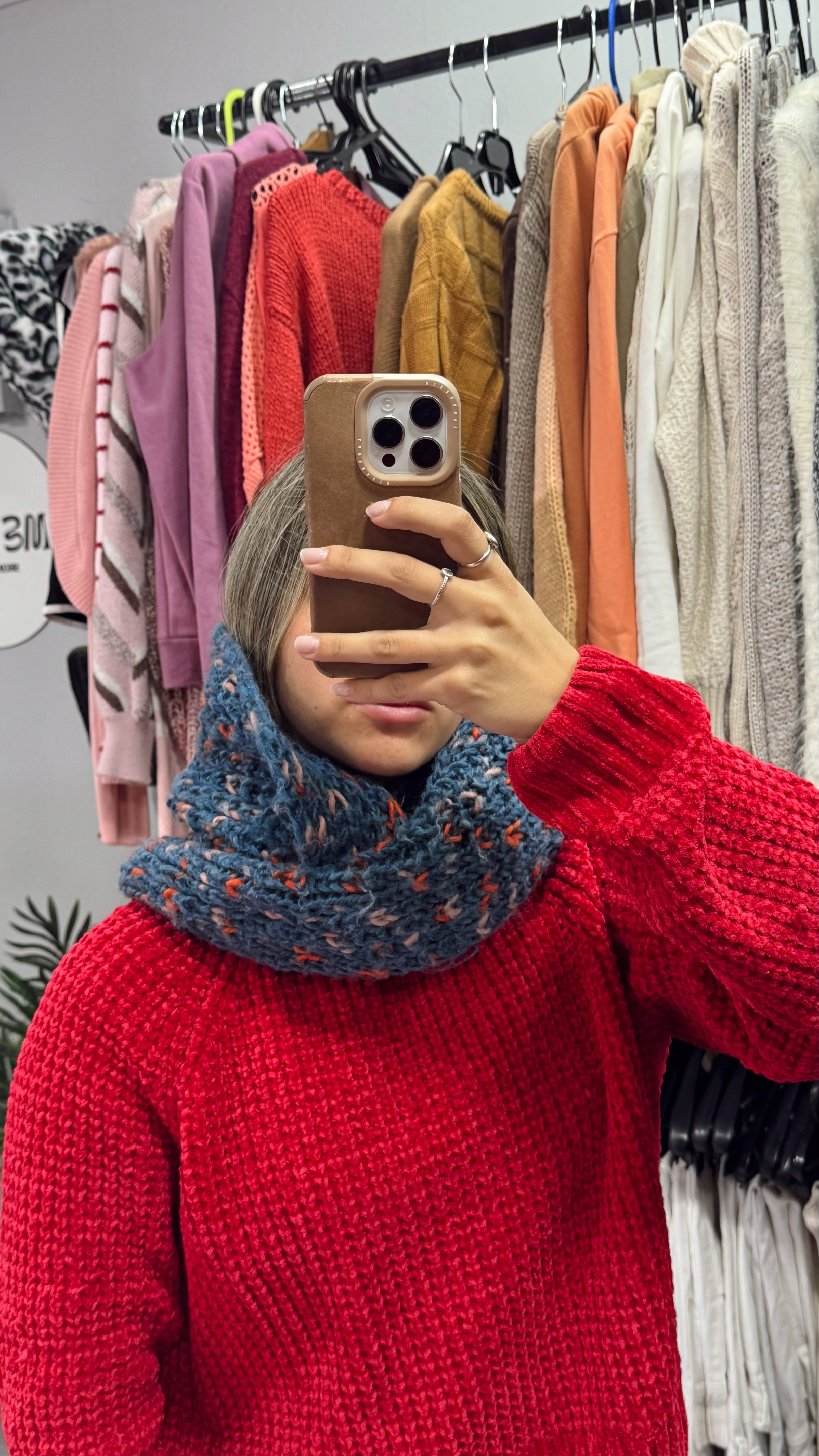 Bufanda/cuello azul con rojo