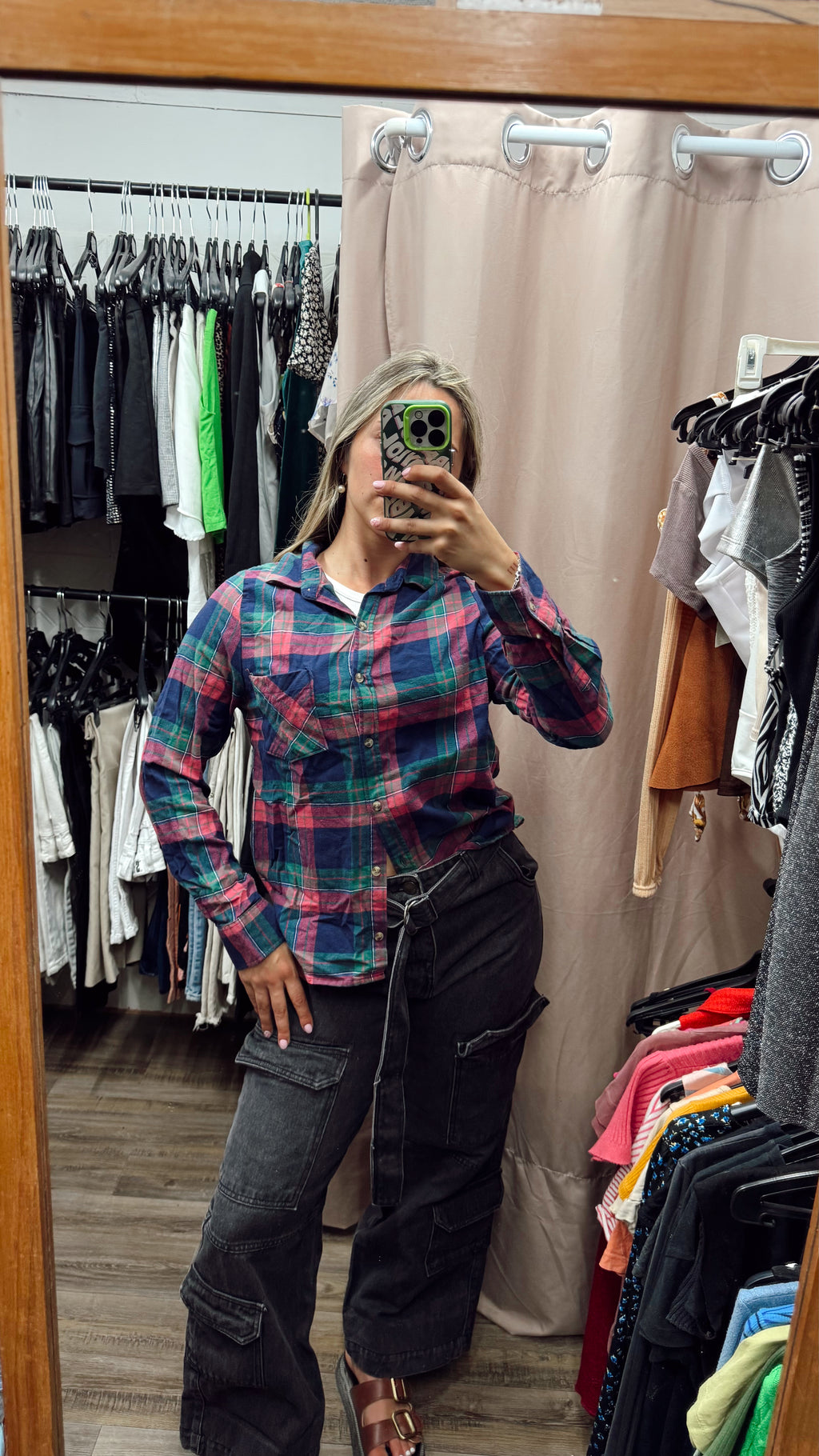 Camisa leñadora azul|rosado