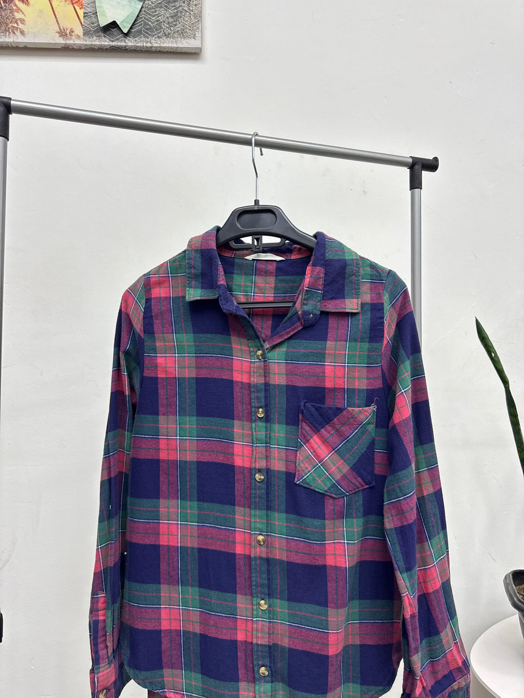 Camisa leñadora azul|rosado