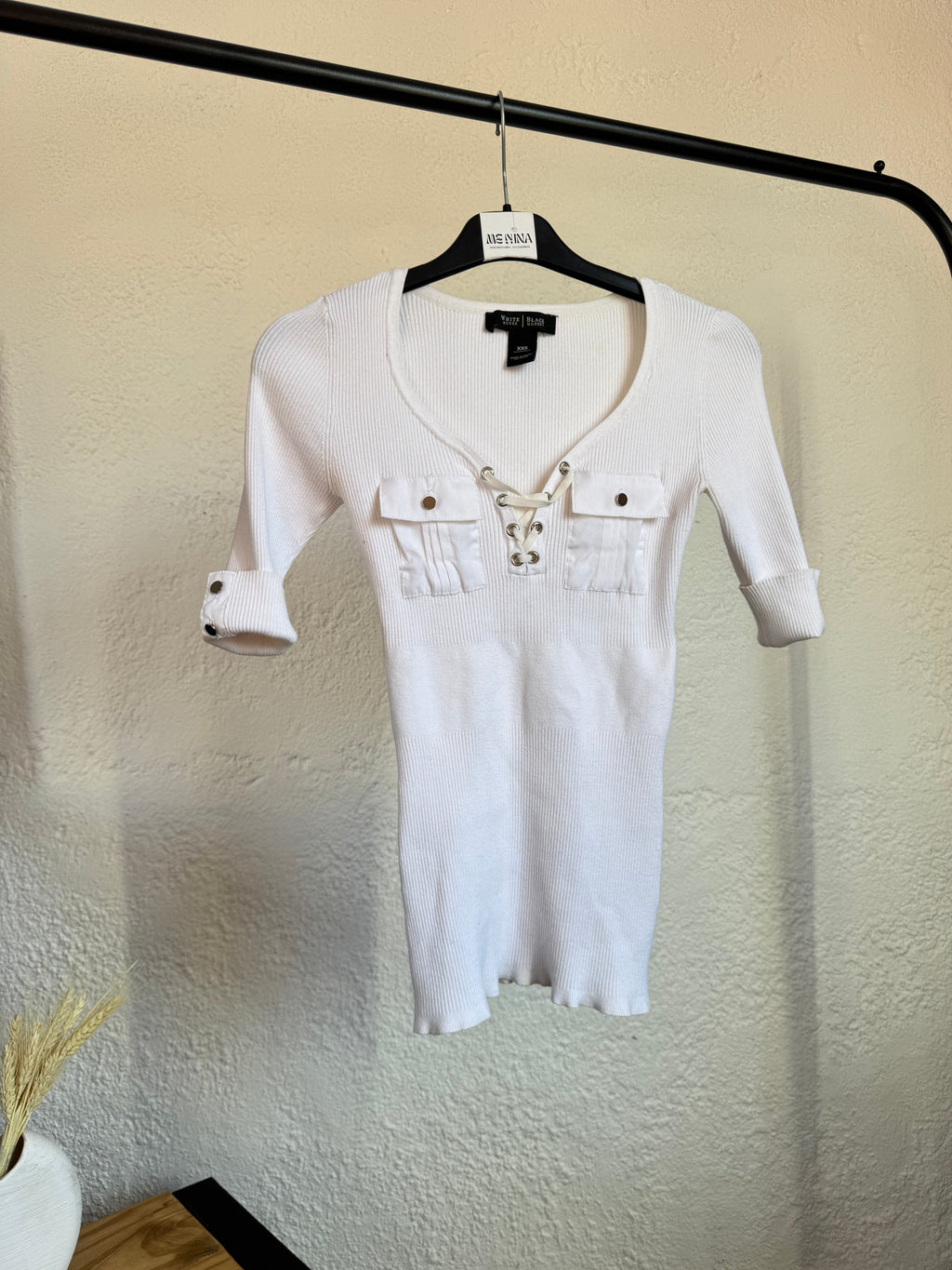 Remera blanca manga 3/4