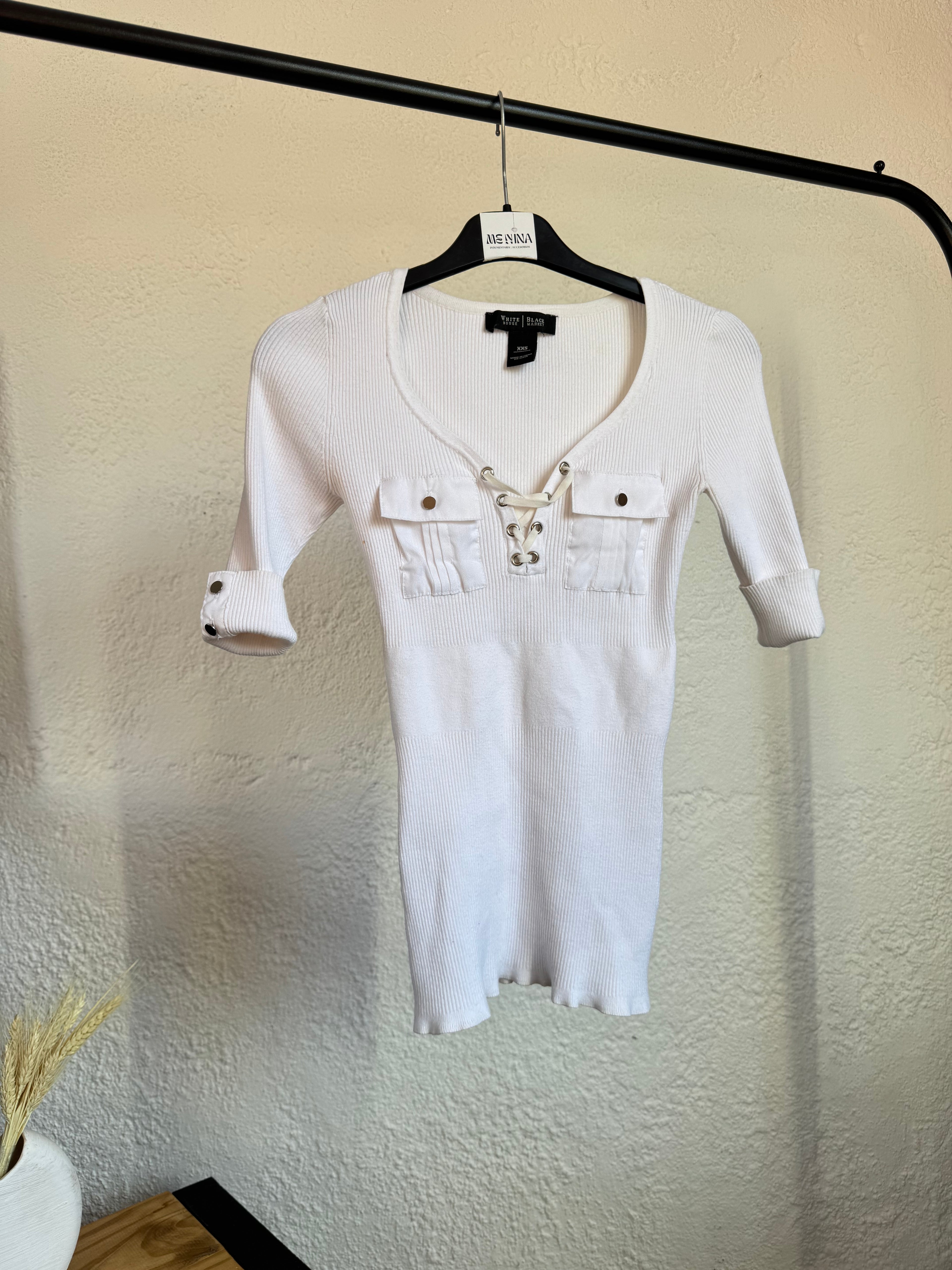 Remera blanca manga 3/4